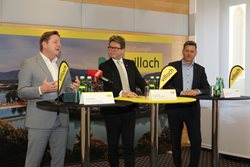 Bürgermeister Günther Albel, Bildungsminister Martin Polaschek und Landesrat Daniel Fellner präsentierten das neue Kolleg.  