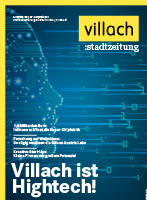 Cover Stadtzeitung Nr. 08/2021 mit Titelstory "Villach ist Hightech"