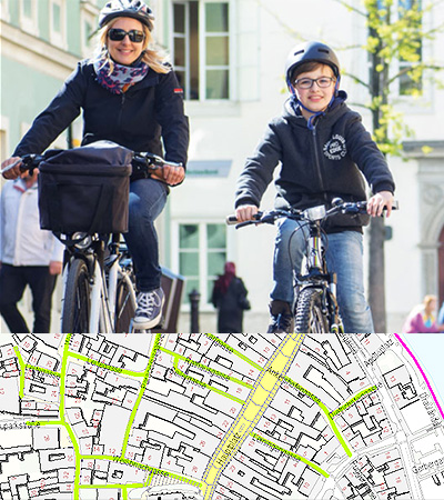 Radfahren in der Fußgängerzone