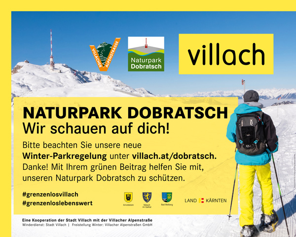 Winterparkgebühr am Dobratsch: Grüner Beitrag für sanfte Besucherlenkung.
