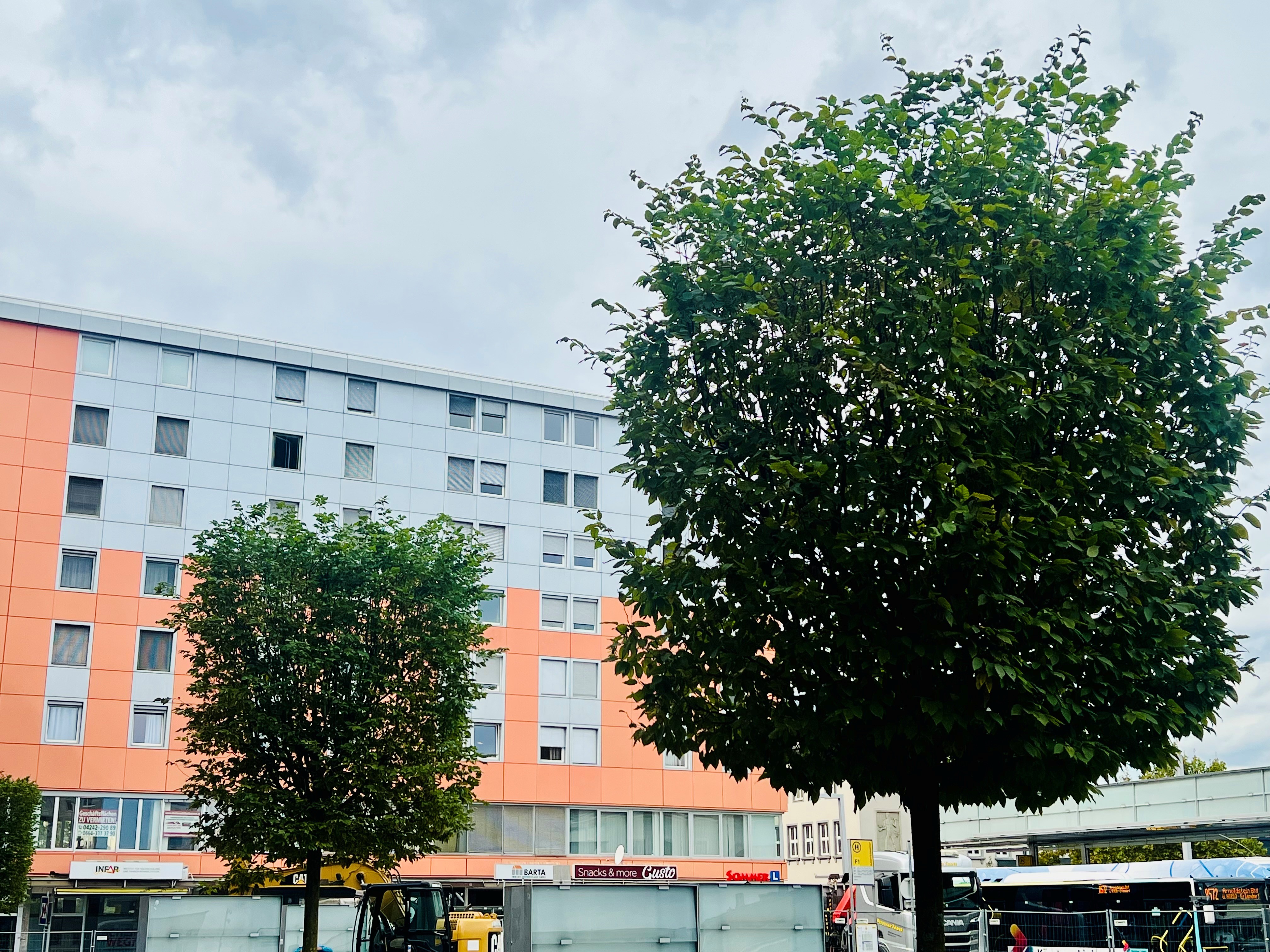 Schon jetzt gibt es Bäume auf dem Bahnhofplatz. Diese werden nun jedoch aus den Trögen genommen und auf dem Platz fix eingepflanzt.