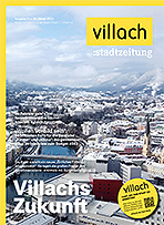 Cover Stadtzeitung Nr. 01/2023 mit Titelstory "Villachs Zukunft - neues Örtliches Entwicklungskonzept mit Bürgerbeteiligung"