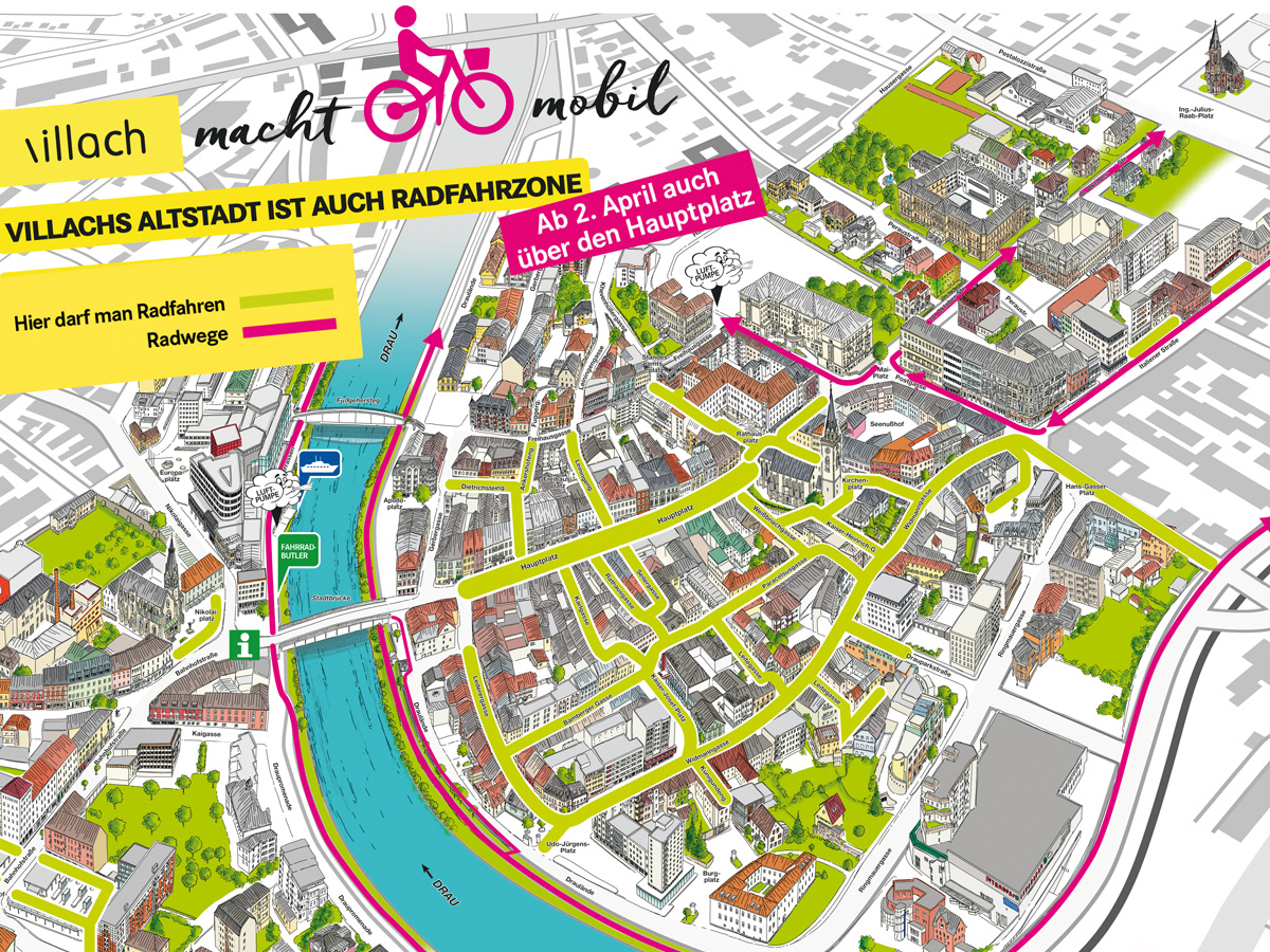 Radeln in der Villacher Innenstadt