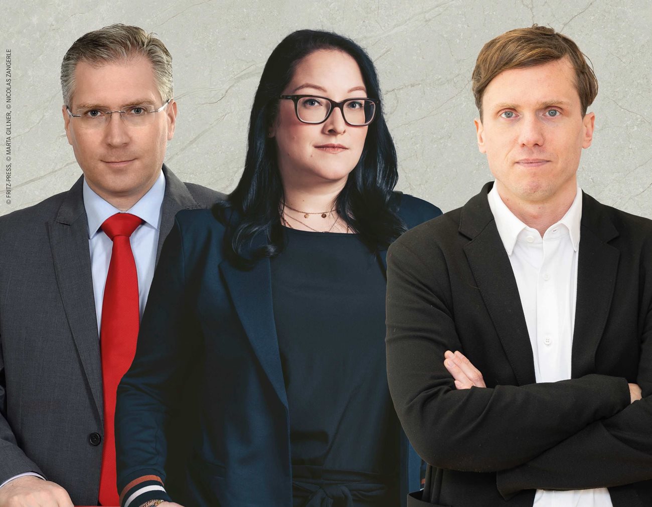 Villachs Vizebürgermeisterin Sarah Katholnig, St. Veits Bürgermeister Martin Kulmer und Klagenfurts Vizebürgermeister Ronald Rabitsch protestieren gegen die neuerlichen Kürzungen des Bundes für den Bildungsbereich.  