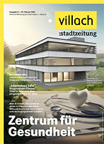 Cover Stadtzeitung Nr. 01/2026 mit Titelstory "Neues Zentrum für Gesundheit"