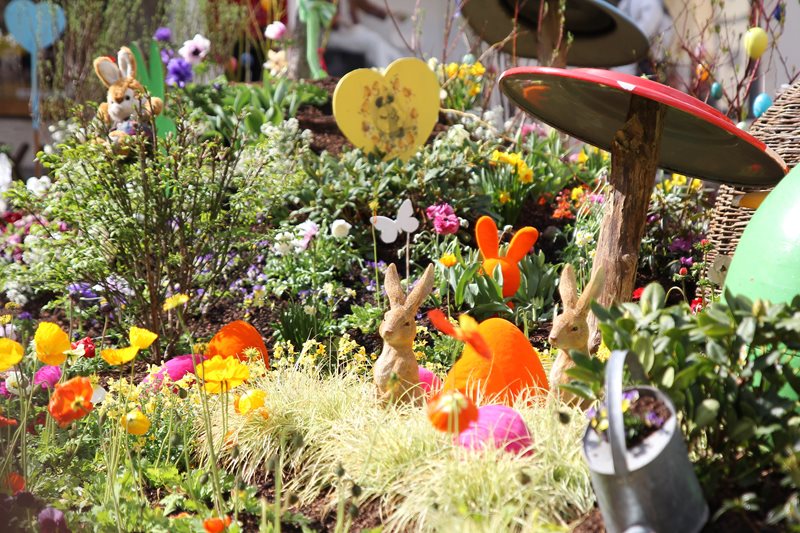 Blumenlandschaft vor dem Rathausplatz