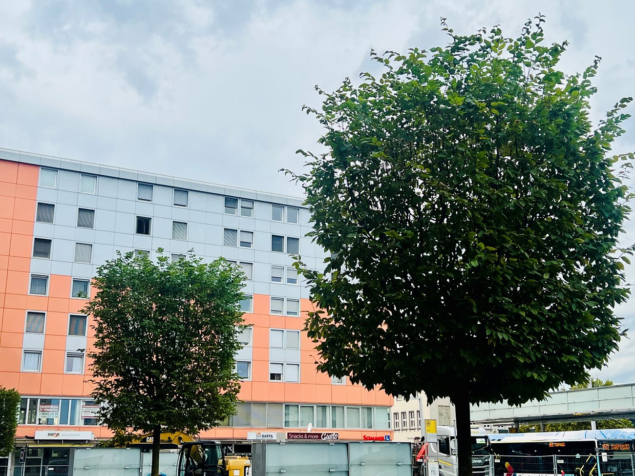 Schon jetzt gibt es Bäume auf dem Bahnhofplatz. Diese werden nun jedoch aus den Trögen genommen und auf dem Platz fix eingepflanzt.