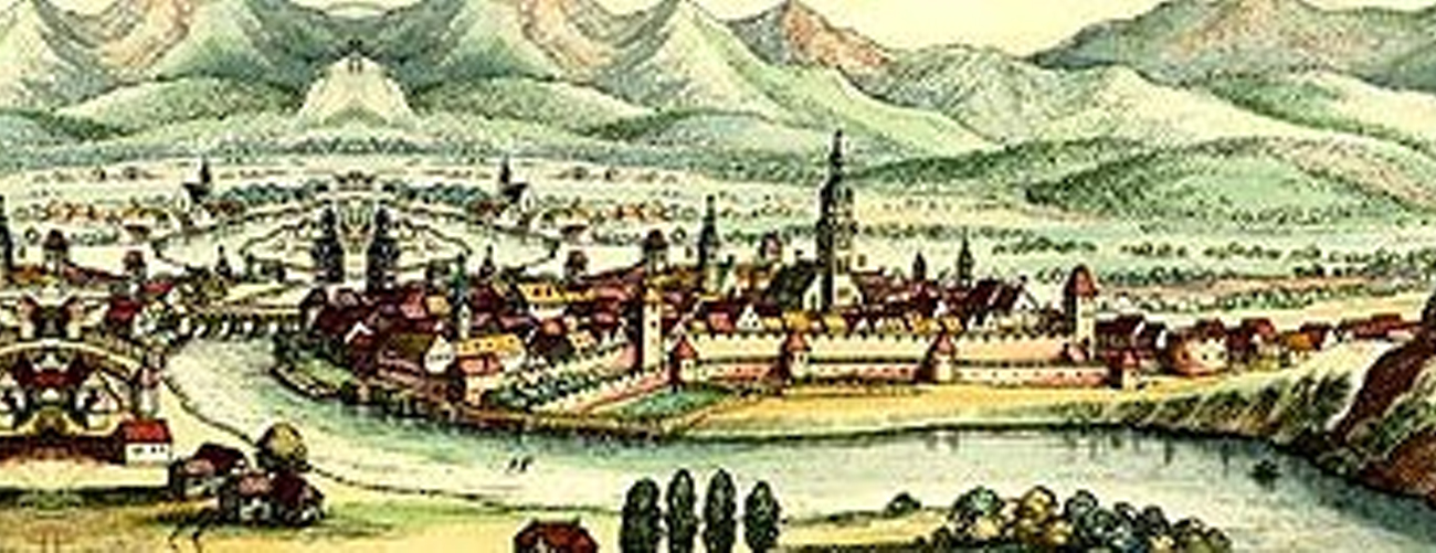 Eine alte Zeichnung der Stadt Villach