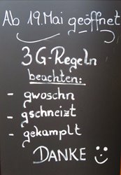 Alternative Interpretation der 3g-Regel, im Restaurant Urbani in Bodensdorf