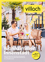Cover Stadtzeitung Nr. 05/2026 mit Titelstory "Wohnzimmer Innenstadt - Sommerprogramm in Villach"