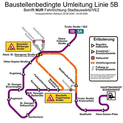 Umleitungsinfo BUS:SI-Linie 5B