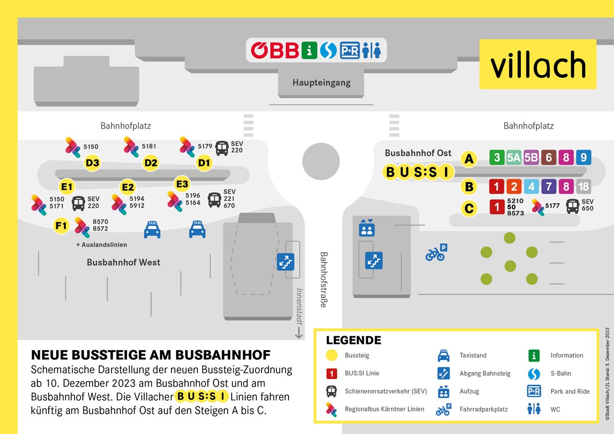 Neubelegung der Bussteige am Hauptbahnhof ab 10. Dezember 2023