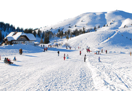 Rodelhügel im Bereich des Parkplatzes Rosstratte
